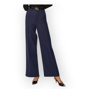 Commense Mid-Waist Navy Tweed Lined Straight-Leg Navy Pants – Size XL (NWT)